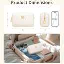 Gifts for Women Bridesmaid Gifts Personalized Initial Makeup Bag PU Leather Cosmetic Waterproof Travel Toiletry Bag (Beige M)