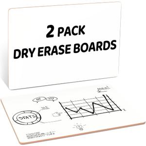 2 x JoyCat Small White Board 2 Pack, 9"X12" Double-Sided Mini Dry Erase Lap Board, Portable Classroom Set for Students & Teachers, School Supplies