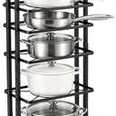 HULISEN Pots and Pans Organizer Under Cabinet, Adjustable 6-Tier Pot Rack | Expandable Height 14.8 "to 26.2", Kitchen Vertical Pan Lid Tray Storage Holder, Stores 12" Cookware, Space-Saving Design