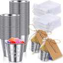 TaoBary Set of 48 1.5 oz Wedding Stainless Shot Glasses for Guests Wedding Favors Set Metal Shot Glasses Bulk with Kraft Tags, String and White Organza Bag for Birthday Party Souvenir Gift