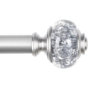 Curtain Rod 32 to 58 Inches (2.6-4.8ft), USFOOK 7/8 inch Telescoping Splicing Curtain rods for Windows 20 to 54 inches, Silver Decorative Drapery Rods for Home with Translucent Finials