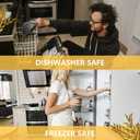 Teivio 40-Piece Kitchen Plastic Wheat Straw Dinnerware Set, Service for 10, Dinner Plates, Dessert Plate, Cereal Bowls, Cups 13.5 oz, Unbreakable Plastic Outdoor Camping Dishes, Black