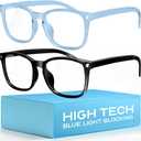 livho High Tech Blue Light Glasses - Advanced Blue Light Blocking Computer Glasses - Screen Fatigue & UV Protection (*B12 Light Black+clear Blue)
