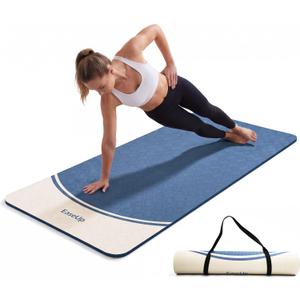 EaseUp 10mm Thick Yoga Mat, 73"×31.5" Extra Wide, Non-Slip with Strap