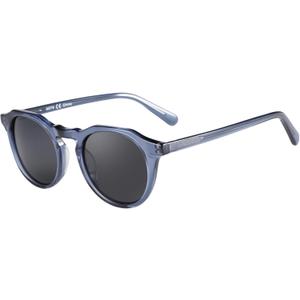 ZENOTTIC Vintage Round Polarized Sunglasses for Men Women UV400 Protection (C02 Blue Frame Grey Lens)