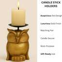 Gold Owl Candle Holder Set of 2  Decorative Taper & Small Pillar Candlestick Holders for Table Centerpieces, Shelf & Living Room Dcor