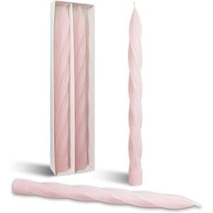 Pink Twisted Taper Candle Unscented Spiral Candlesticks 10 Inch Smokeless Long Candle Stick for Dinner Holiday Wedding Decor Creative Gifts 2 PCS