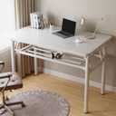 Foldable Desk, Small Folding Table for Small Space, 2 Tier Folding Computer Table for Bedroom No Assembly 2ft 3ft. (31.5" x 19.7", Frame white/Board white)