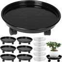 Circloophs 7 Packs Plastic Plant Caddy with Casters 12" Heavy-Duty Plant Dolly Rolling Plant Stand with Wheels for Moving Heavy and Large Plant Pot Saucers Plant Rollers Indoor and Outdoor, Black