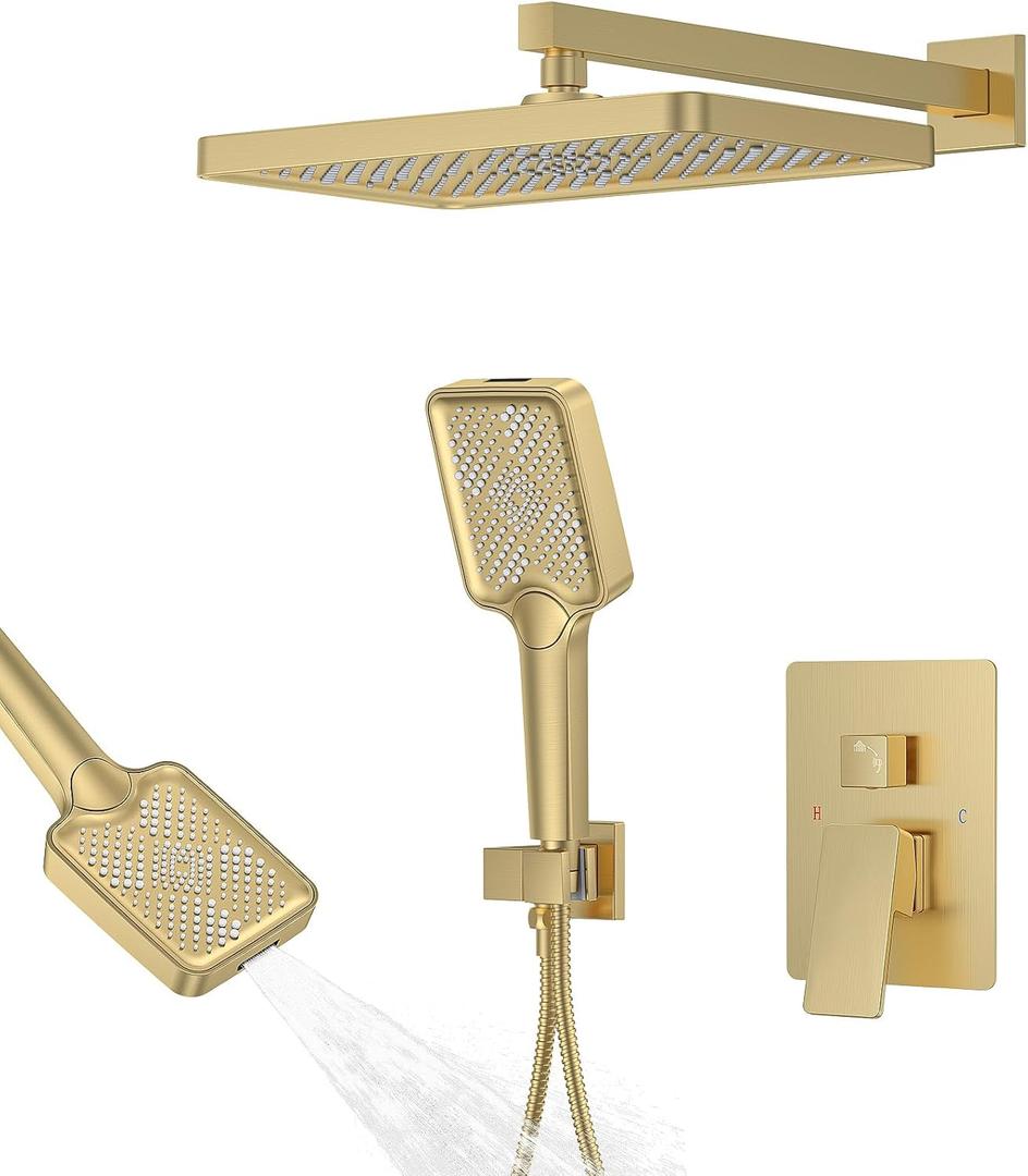 13" Rainfall Shower System with 3-Setting Handheld & Valve