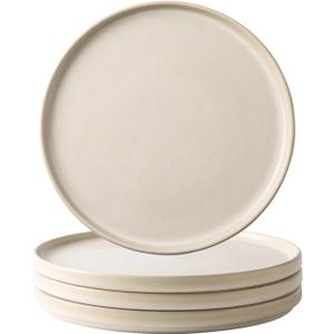 AmorArc Ceramic Dinner Salad Plates Set of 4, 8.0 Inch Reactive Matte Glaze Dish Set, Dessert,Salad, Appetizer, Small Dinner Plate,Microwave, Dishwasher Safe, Scratch Resistant, Ivory