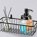 Farmhouse Metal Wire Bin Basket with Wall Mount - Small,Portable Hanging Wall Basket, Rustic Home Storage Organizer for Cabinets, Pantry, Closets, Bathroom, Kitchen,Bedroom(Black Black Storage Rack