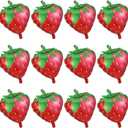 Tatuo 12 Pieces Strawberry Balloons Strawberry Party Decorations 20 x 25 Inches Sweet Foil Balloons for Wedding Birthday Baby Shower Party Decorations Supplies(Strawberry)