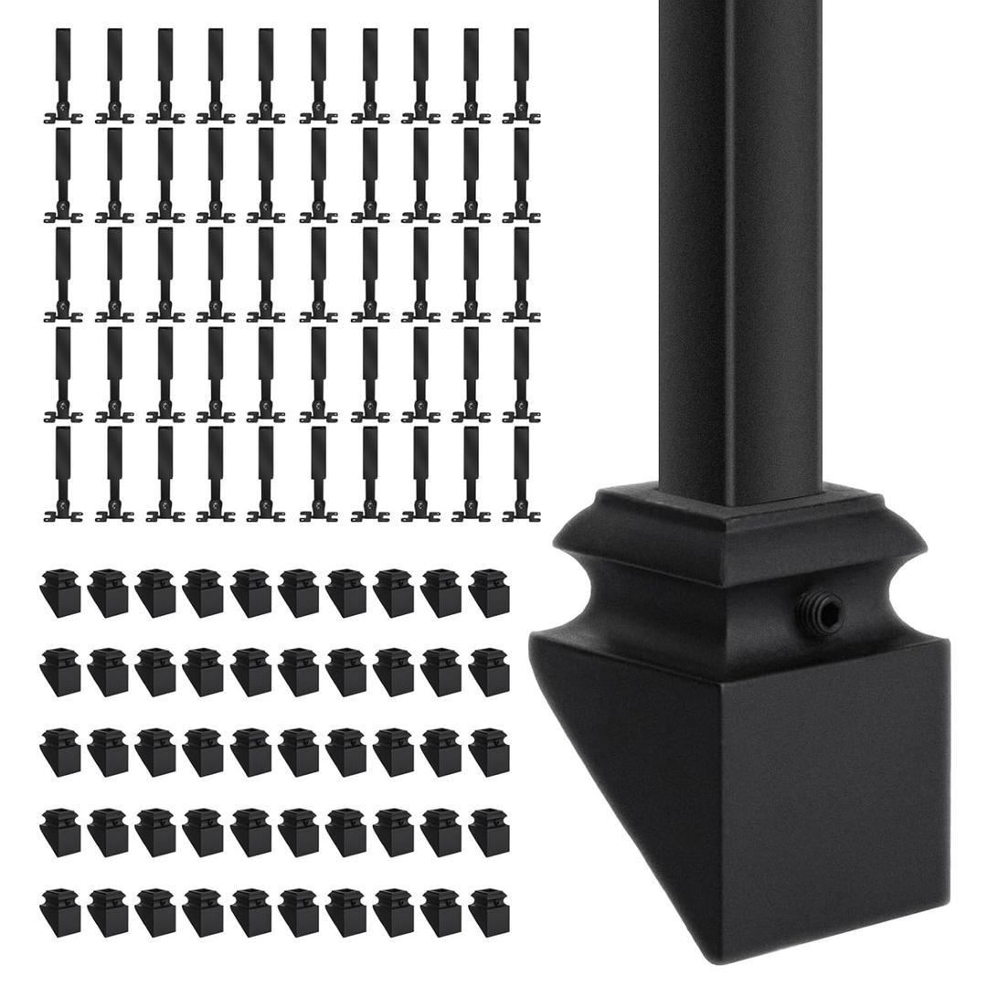 Angle Adjustable Connectors,Baluster Swivel Connectors with Screw for Installation of 1/6" Square Balusters balusters for Staircase Interior (50 Connectors 50 Slant Shoes)