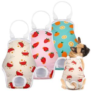 Jollywoods 3 Pack Washable Female Dog Diaper Onesie Sanitary Pantie with Adjustable Suspender, Reusable Fixed Doggie Diapers, Super Absorbent Leakproof for Small Medium Large Dog in Heat Cycle Large(13"-21" Waist)