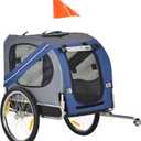 Aosom Dog Bike Trailer Pet Cart Bicycle Wagon Cargo Carrier Attachment for Travel with 3 Entrances Large Wheels for Off-Road & Mesh Screen - Blue/Grey