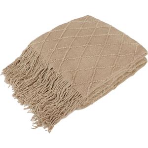PAVILIA Tan Taupe Knit Throw Blanket for Couch, Twin Bed, Soft Knitted Farmhouse Sofa Throw for Living Room, Lightweight Decorative Fall Blanket for Chair, Outdoor Textured Boho Blanket, 60x80
