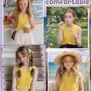 Ficerd Girl's Tank Tops V Neck Sleeveless Summer Shirts Kids Pleated Loose Blouse Dressy Casual Curved Hem Tees 5-14 Years