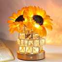 Fussion Sunflower Lamp Gifts for Women, Rechargeable Warm Flowers Night Light, 3 Color Temperature Stepless Dimming Touch CordlessTable Lamp, Birthday Gift for Mom Grandmom Girlfriend