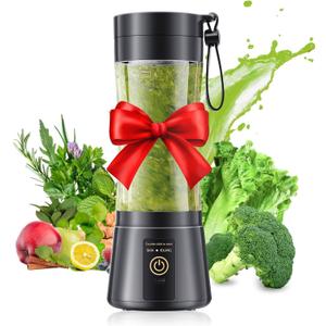 Cordless Personal Size Portable Blender - 12 Oz Blender for Smoothies and Shakes with BPA Free Traveling Juice Cup, 6 Blades for Powerful Blending, Suit for Sports/Travel/Home