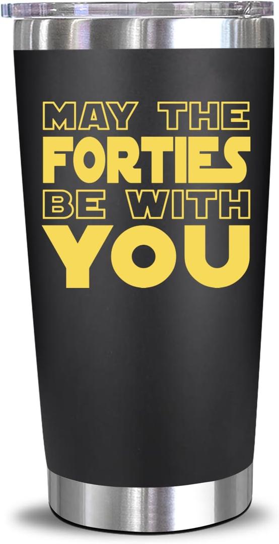 NewEleven 40th Birthday Gifts For Men Women - 1986 40th Birthday Decorations For Men Women - 40 Year Old Birthday Gifts For Dad, Mom, Friends Turning 40-20 Oz Tumbler (May the forties black)