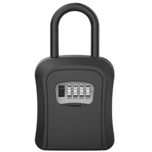 Lock Box, Key Lock Box Outdoor with Code, Made of Metal Secure Weatherproof Key Storage 4-Digit Combination Keybox with Shackle, Portable/Wall Mounted, Indoor/Outdoor Use Holds 6 Keys (Black, 1 Pack)