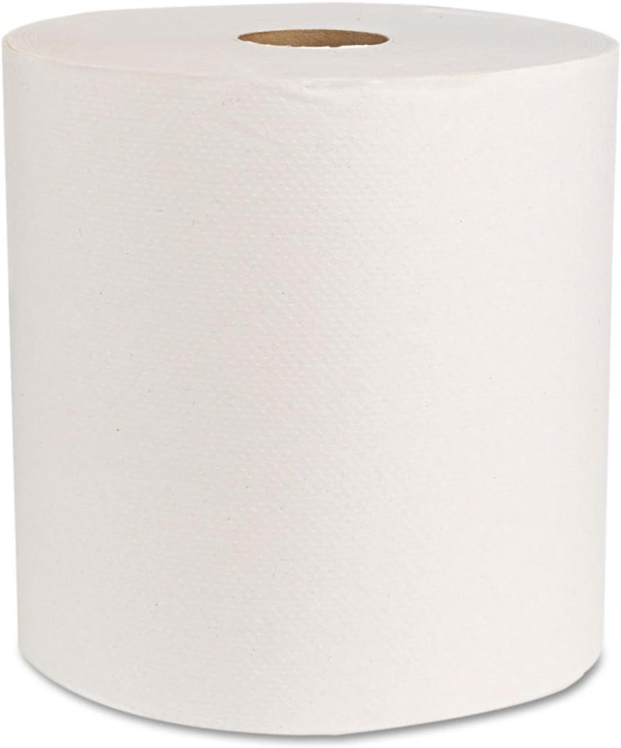 Genuine Joe GJO22700 Hard Wound Roll Towel, 800' Length x 7-8/9" Width, White, Count of 12