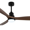 52 in. Black and Dark Brown Indoor Ceiling Fan with Light and Remote 