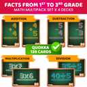 QUOKKA Math Flash Cards for Kids Ages 5-8 - Addition and Subtraction, Multiplication and Division Games for Kids 5-7 - 139 Double-Sided Flashcards for Studying - Large Bold Fonts - Flash Card Rings