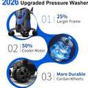 5000PSI PowerWasher with 4 Quick Connect Nozzles, Foam Cannon for Car, Lane, Patio Cleaning