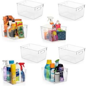 ClearSpace Clear Plastic Storage Bins  Pantry Organizers & Storage Containers, Cabinet Organizer - Home Organization Must Haves for Kitchen, Laundry Room, Office, Closet, Garage & Freezer (8 Pack)