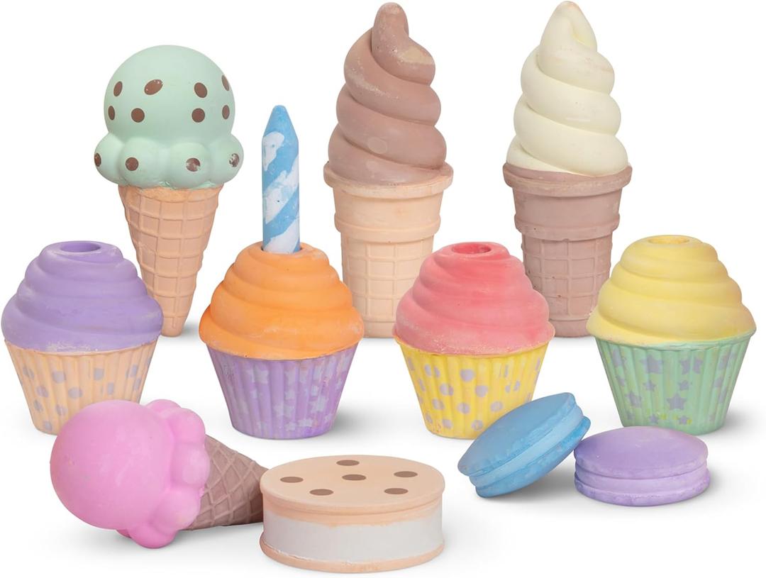 Melissa & Doug Ice Cream & Cake Chalk Set Arts And Crafts For Kids, Sidewalk Chalk For Kids Ages 3+