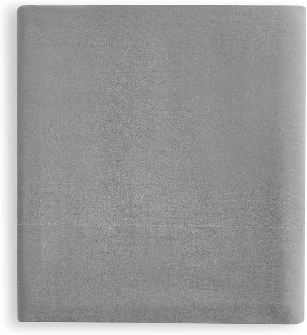 100% Cotton Flat Sheet Only Full Size, Dark Gray, Crisp Percale Weave, Lightweight & Breathable, Durable, Easy Care Top Sheet only by Linen Closet