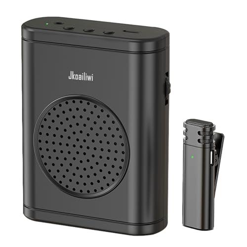 Jkoailiwi Voice Amplifier Wireless Microphone, Portable Bluetooth Voice Amplifier with Lapel Mic for Classroom, Portable Speaker PA System for Teachers/Elderly/Yoga/Meetings/Speeches/Tours Guide
