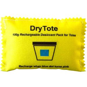 DryTote Rechargeable Desiccant Pack, Ultimate Moisture Absorption, Color Change Indicator, Safe Storage Protection, Large Capacity 200 Gallons, 100g, Yellow