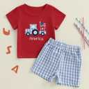 Toddler Baby Boy 4th of July Outfits Usa Short Sleeve T Shirt Tops and Stars Shorts Independence Day Clothes, 18-24 Months