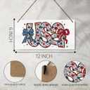 Bow 4th of July Decor Patriotic Decor Front Door Sign for Memorial Day Independence Day Office Home Porch Bedroom Outdoor Wall Hanging Decoration