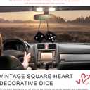 2 x 2 PCS Fuzzy Plush Dice for Car Mirror, 2.75" Retro Square Heart Shape Car Rearview Mirror Cute Decor, Fluffy Dice Vehicle Hanging Ornament Decoration Interior for Women (Black)