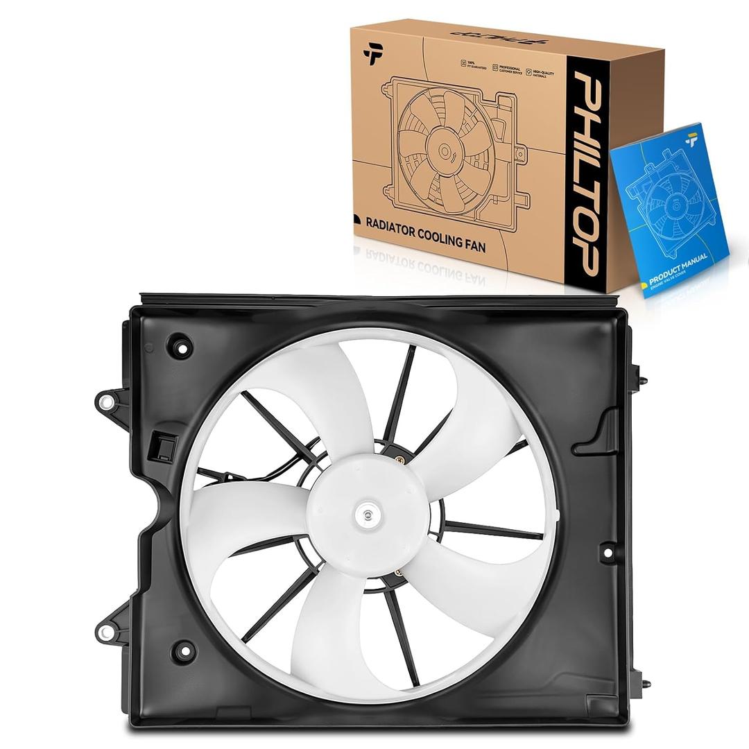 PHILTOP 621510 Radiator Cooling Fan Assembly, Compatible with Left for: 2011-2017 Odyssey, Replace # 621510, 19015RV0A01, 19020RV0A01, 19030RYEA11