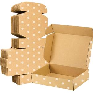 13" x 10" x 2" Shipping Boxes 25 Pack, Brown Corrugated Mailer Boxes, Kraft Cardboard Box White Polka Dot Printed Perfect for Shipping, Large Mailing Boxes for Packaging Business Mailing Literature