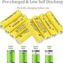 12 Packs 1.2V AA Ni-Cd 900mAh Rechargable Batteries for Solar String Lights, Garden Yard Lawn Landscape Lighting