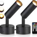 URTOM LED Spot Lights Indoor 3W Up Lights Indoor with Timer and Remote 3000K/4000K/5000K Uplighting Indoor Spotlight 120V Dimmable Uplights Indoor Floor Light for Plant and Artwork, 2 Pack, SHWT0302B