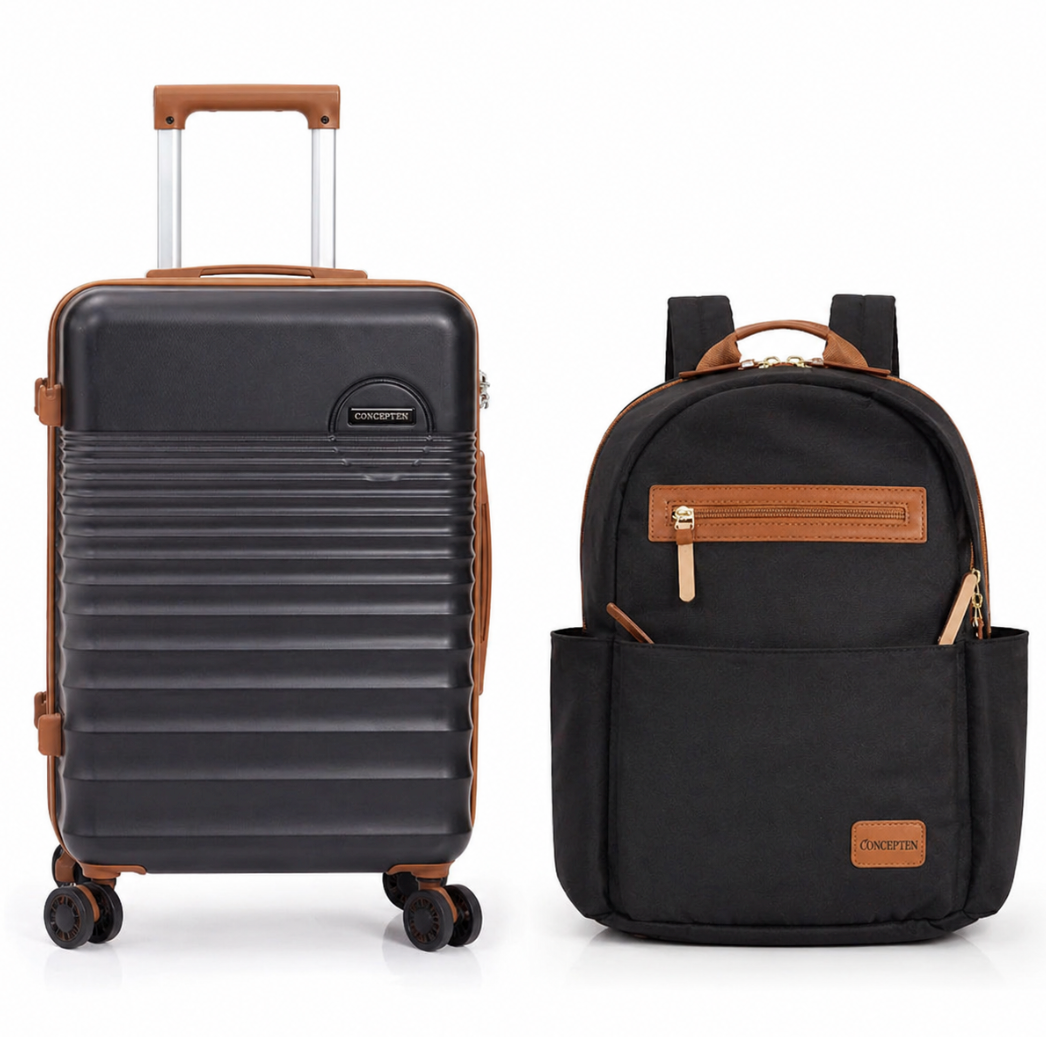 Concepton Carry-On Hard Shell Luggage with Matching Backpack – Lightweight Travel Set, Spinner Wheels, Durable Design