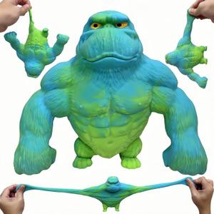 Squeeze Toy, Squishy Monkey Toy,Stretchy Glue-Sand Filled Rubber Gorilla,Elastic Stretchable, Autism,Decompression Toy for Adults and Children Animal for,Gift for Christmas, (Blue Medium)