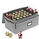 Premium Christmas Ornament Storage Box  Holds up to 72-3 Ornaments + 6 Side Slots for Figurines & Nutcrackers  Holiday Decoration Organizer  Durable 600D Grey Canvas (Gray)