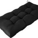 Waterproof Outdoor Bench Cushion 49"X20"X4" Comfortable Outdoor Chair Cushions Tufted Garden Bench Pad UV Resistant and Fade Resistant (1, Black)