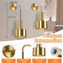 Gold Battery Operated Wall Sconce, Wireless Wall Lights Set of 2, Dimmable Wall lamp with Remote Control, 3000K-6000K Adjustable Modern Luxury LED Light Fixtures for Kitchen Bedroom Living Room Stairs
