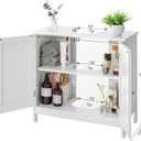 Iwell Pedestal Sink Storage Cabinet with 2 Doors and Shelf, Under Sink Cabinet, Bathroom Sink Cabinet with U-Shape, White