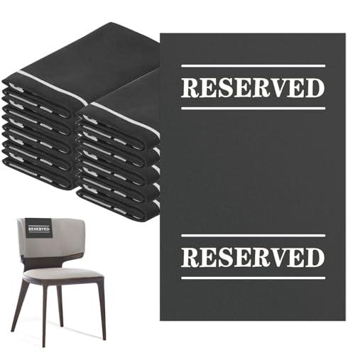 10 Pcs Reserved Chair Signs Cloth Church Placeholder Reserved Pew Signs Chair Reserved Seat Covers with Printed Words For Weddings, Churches, Eceptions, Cinema, Celebrations, Parties and Events(Black)