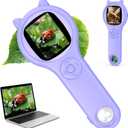 Microscope for Kids, Mini Pocket Handheld Kid Microscope for Toddlers, Educational Science Kit Digital Microscope Toys, Christmas Birthday Gifts Toys for 3 4 5 6 7 8 9 10 Year Old Girls - Purple